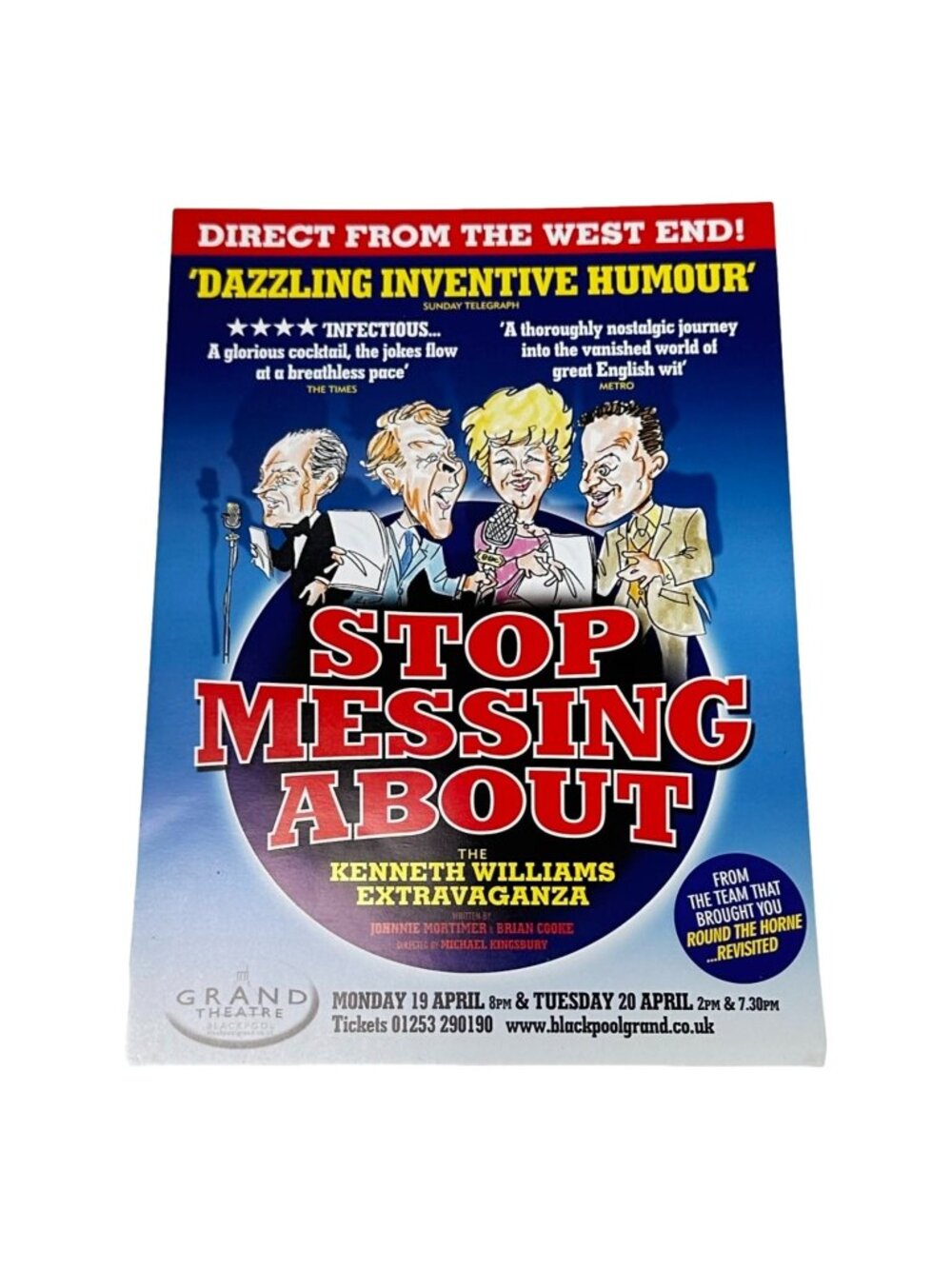Stop Messing About Kenneth Williams Grand Theater Flyer 2009 UK Blackpool